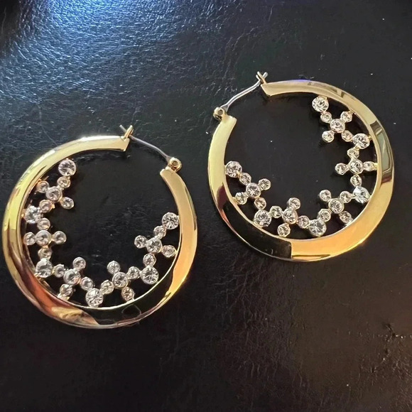 Vintage Nolan Miller Gold-tone Earrings with rhinestones - Picture 1 of 2